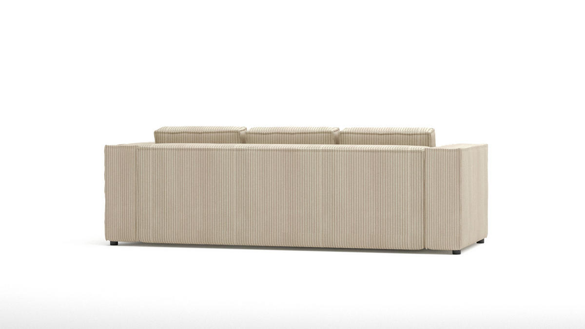 3-SITZER-SOFA Nova Beige Cord - Beige/Schwarz, Holz/Kunststoff (230/64/92cm) - S-Style Möbel