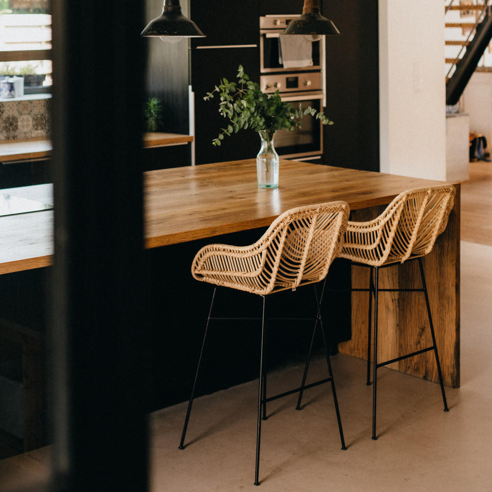 BARHOCKER - Rattan - Natürlich - 2er-Set - Naturfarben, Naturmaterialien (48/105/51cm) - Drawer