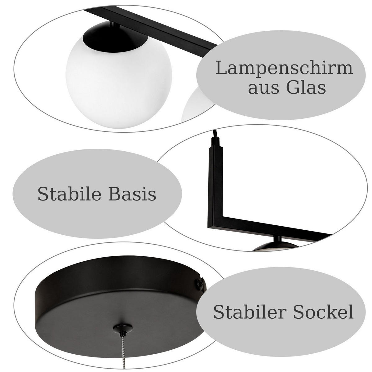 PENDELLEUCHTE Schritt 65/30/184 cm - Schwarz, Metall (65/30/184cm) - Nettlife