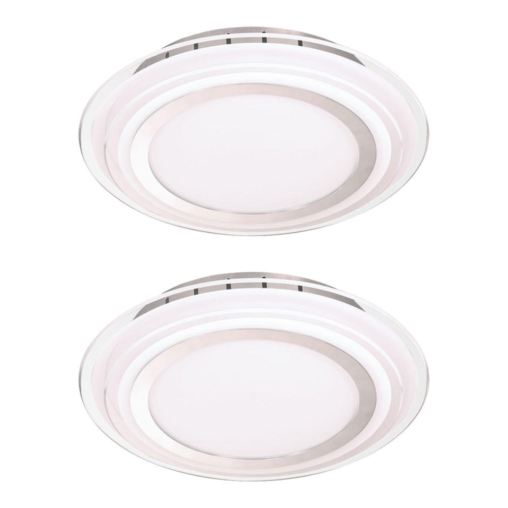 LED DECKENLEUCHTE Glas Silber rund 2er Set - Silberfarben, Glas (30/30/7.2cm)