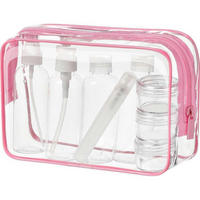 KULTURBEUTEL 9-teiliges Set transparent mit Reiseflaschen - Transparent, Kunststoff (16/6/21cm)