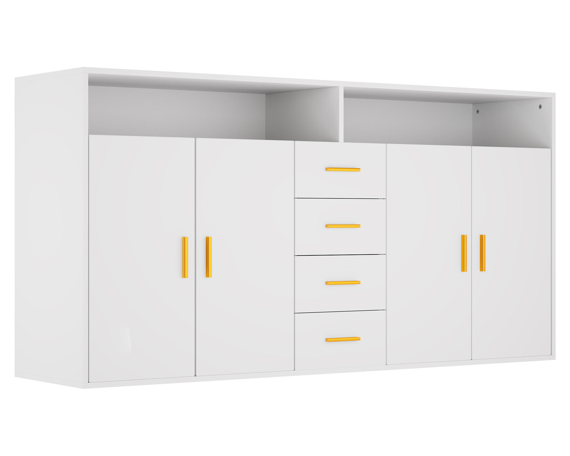 HOMAVO Sideboard mit 4 Schubladen – Anrichte – Kommode – Maße: 160 x 81 x 40 cm (L x H x P) - Weiß, Holzwerkstoff/Metall (160/81/40cm) - HOMAVO