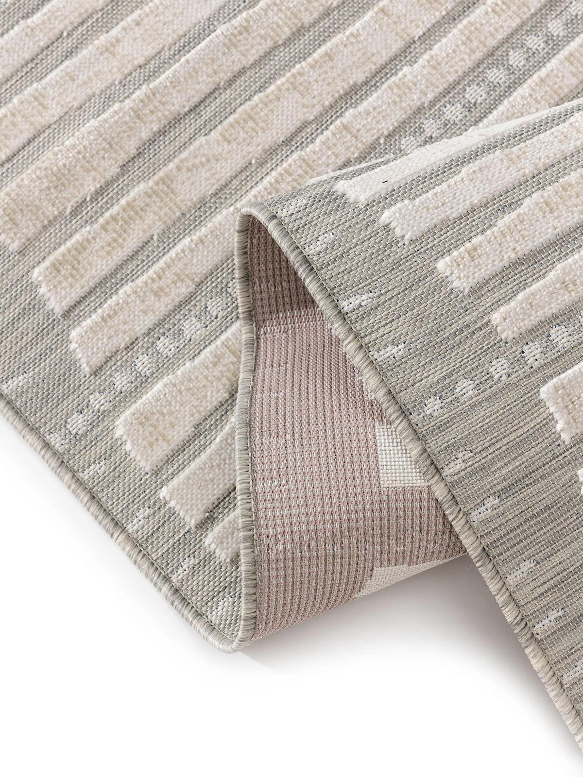 VNITŘNÍ a venkovní běhoun Flora Šedá 80x300 cm - krémová, plast/umělá hmota (80/300cm) - benuta