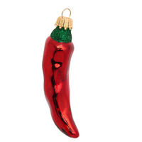 CHRISTBAUMSCHMUCK Chilli Rot 9cm (Glas / 1 Stk.) - Rot, Glas (2/9/9cm)