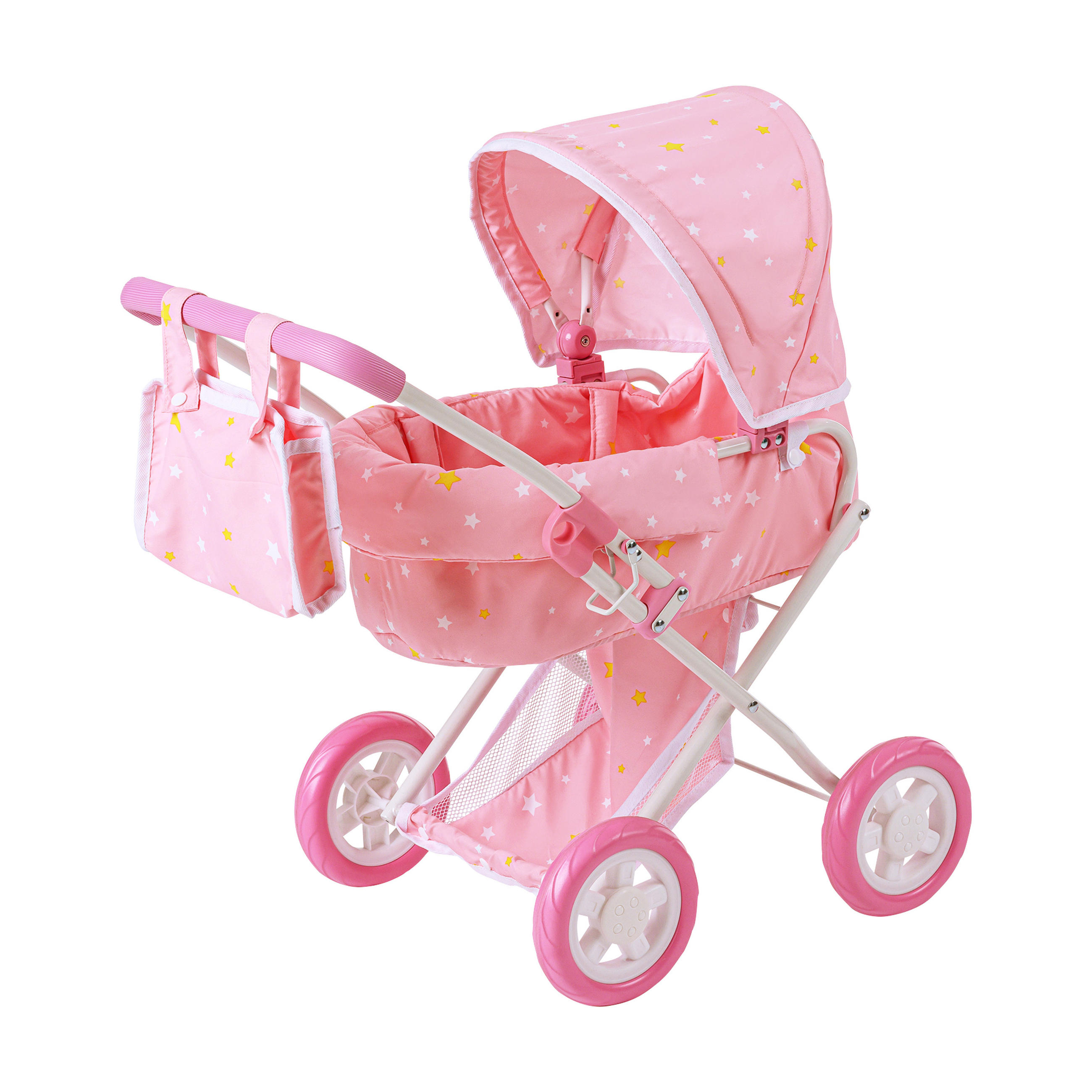 PUPPENWAGEN Baby Doll 2-in-1 Nutzung, Rosa, 68cm - Pink, Holz (56/68/37cm) - Teamson Kids