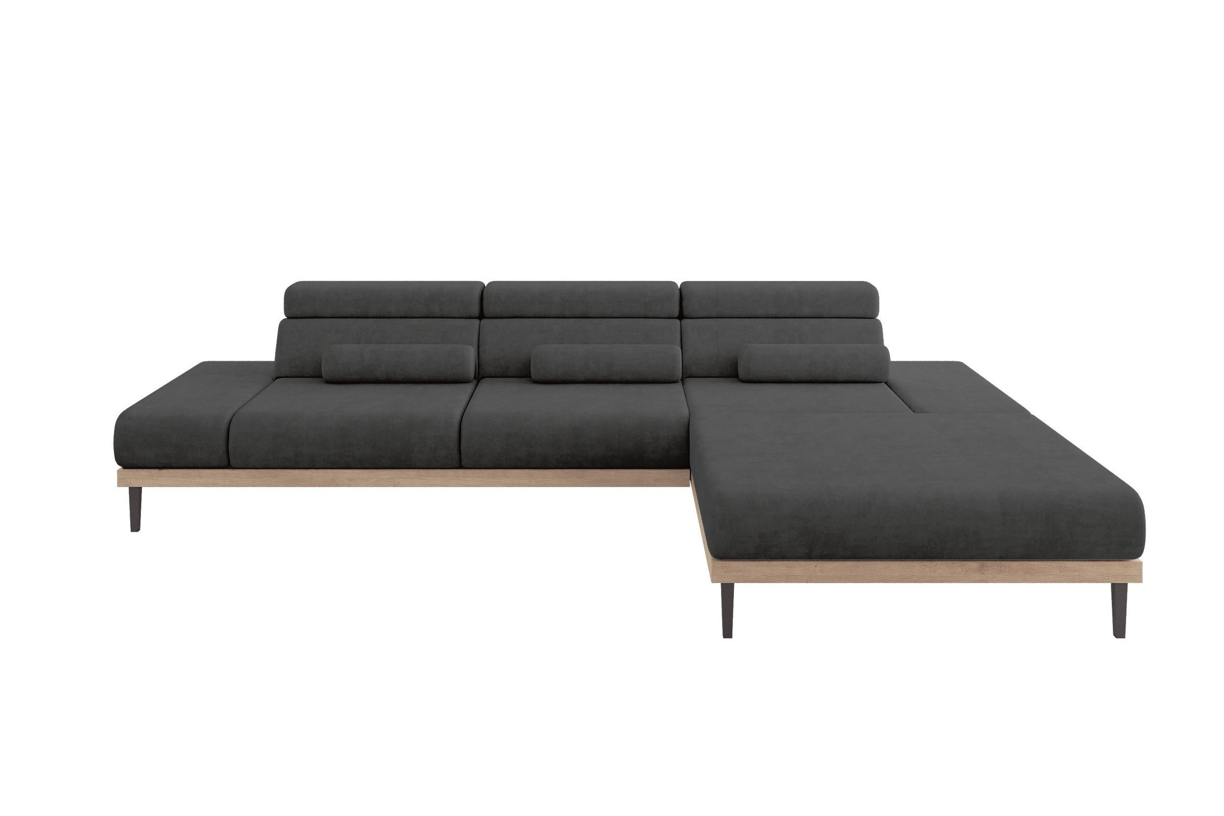 ELEKTRISCHES ECKSOFA Rechts MONA 316x205x85 Dunkelgrau Velours - Anthrazit, Holzwerkstoff/Textil (316/205cm) - ALTDECOR