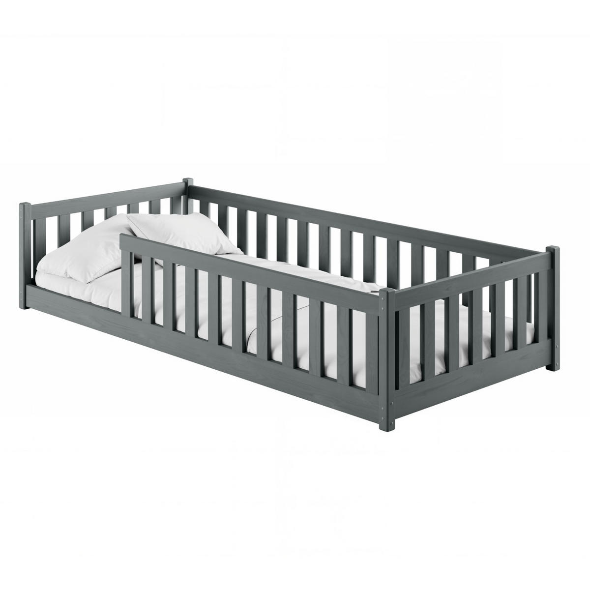 KINDERBETT 90x200 cm mit Matratze in Graphit - Graphitfarben, Holz (90/200cm) - Kids Collective