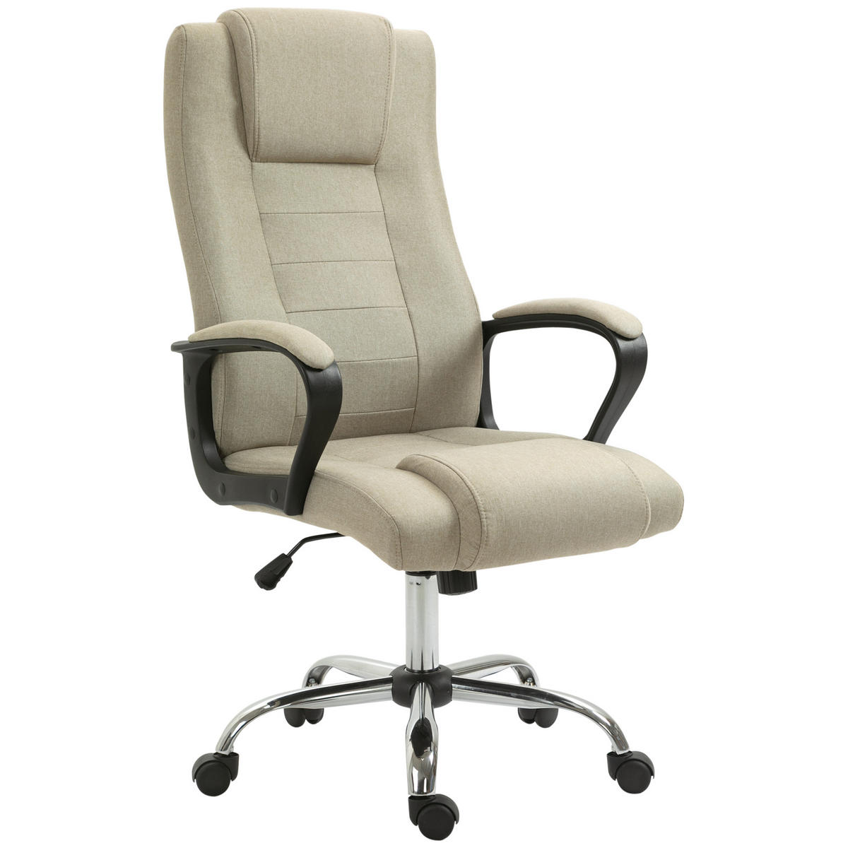 BÜROSTUHL DE-05181 Leinenoptik, höhenverstellbar & Wippfunktion Beige - Beige, Metall (62/119/76cm) - ComfortXL