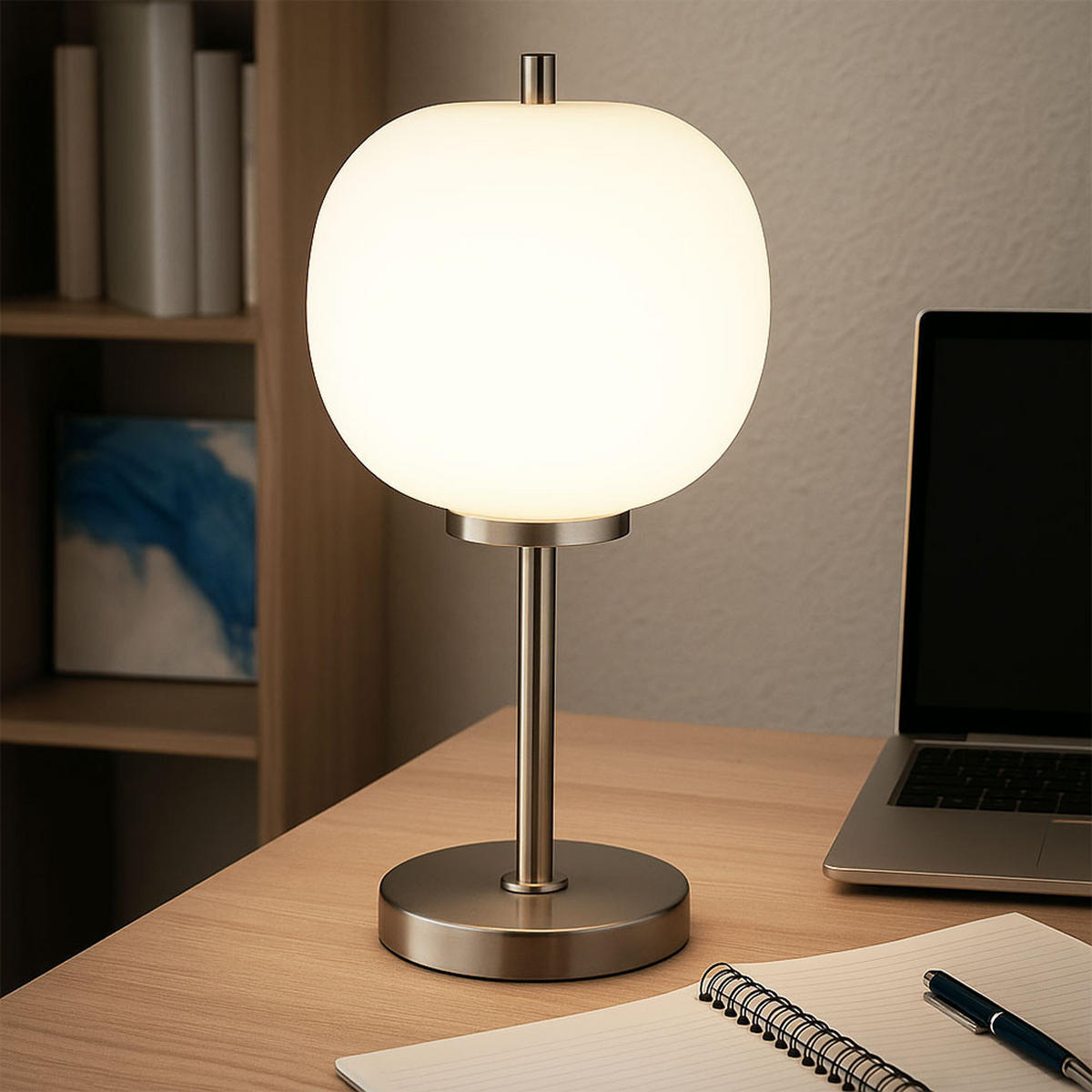 LED TISCHLEUCHTE Metall Silber - Silberfarben, Glas (18.5/18.5/45cm) - Globo Lighting