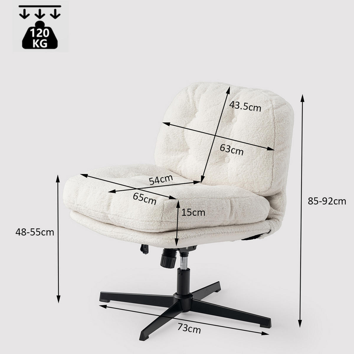 DREHBARER Polsterstuhl in Webstoff, Beige - Weiß, Textil/Metall (65/92/73cm) - Meubles Cosy