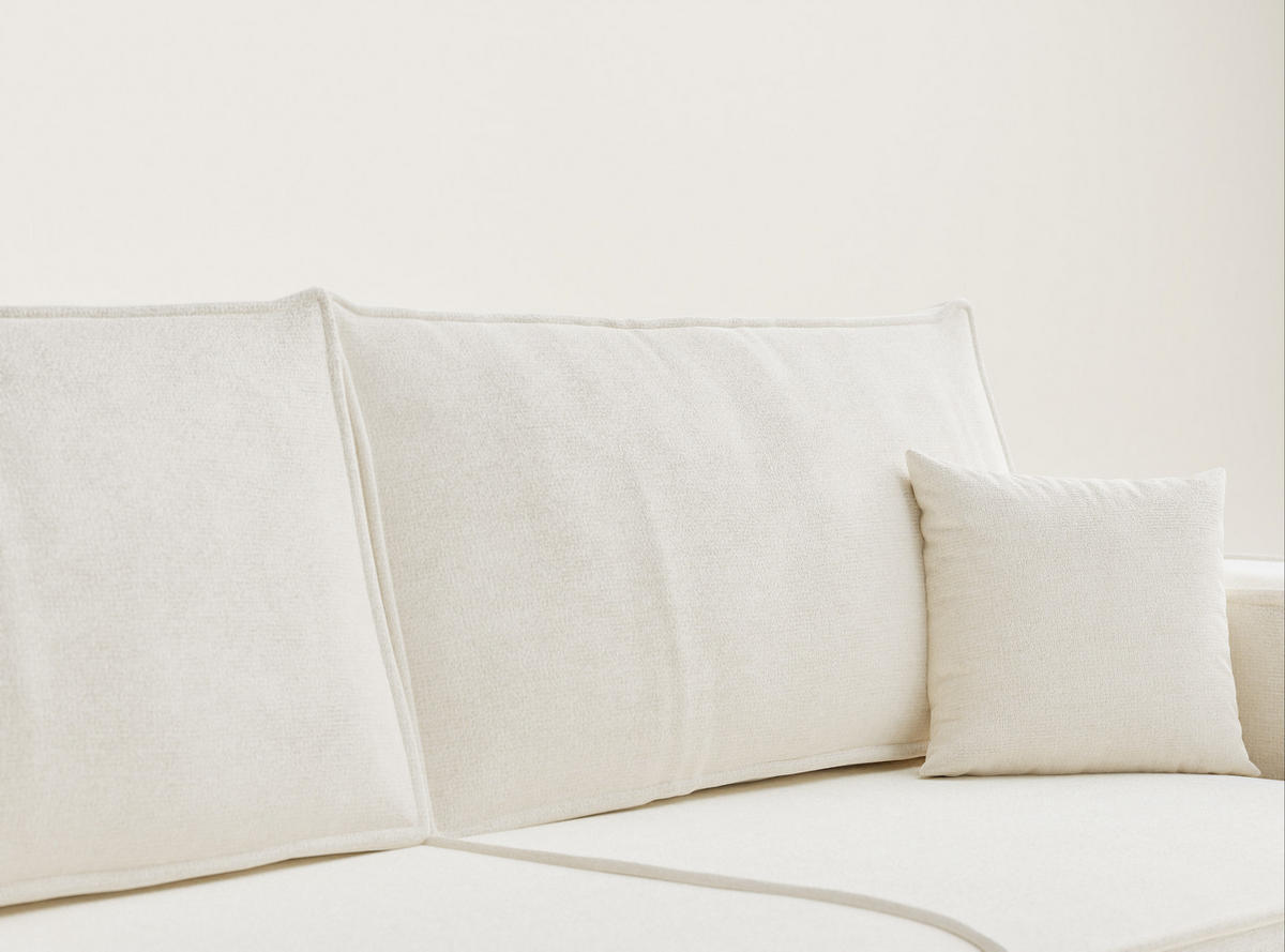 SOFA MIT SCHLAFFUNKTION Milos Creme Chenille-Stoff - Creme/Schwarz, Holz/Holzwerkstoff (255/70/105cm) - Maison de Reve