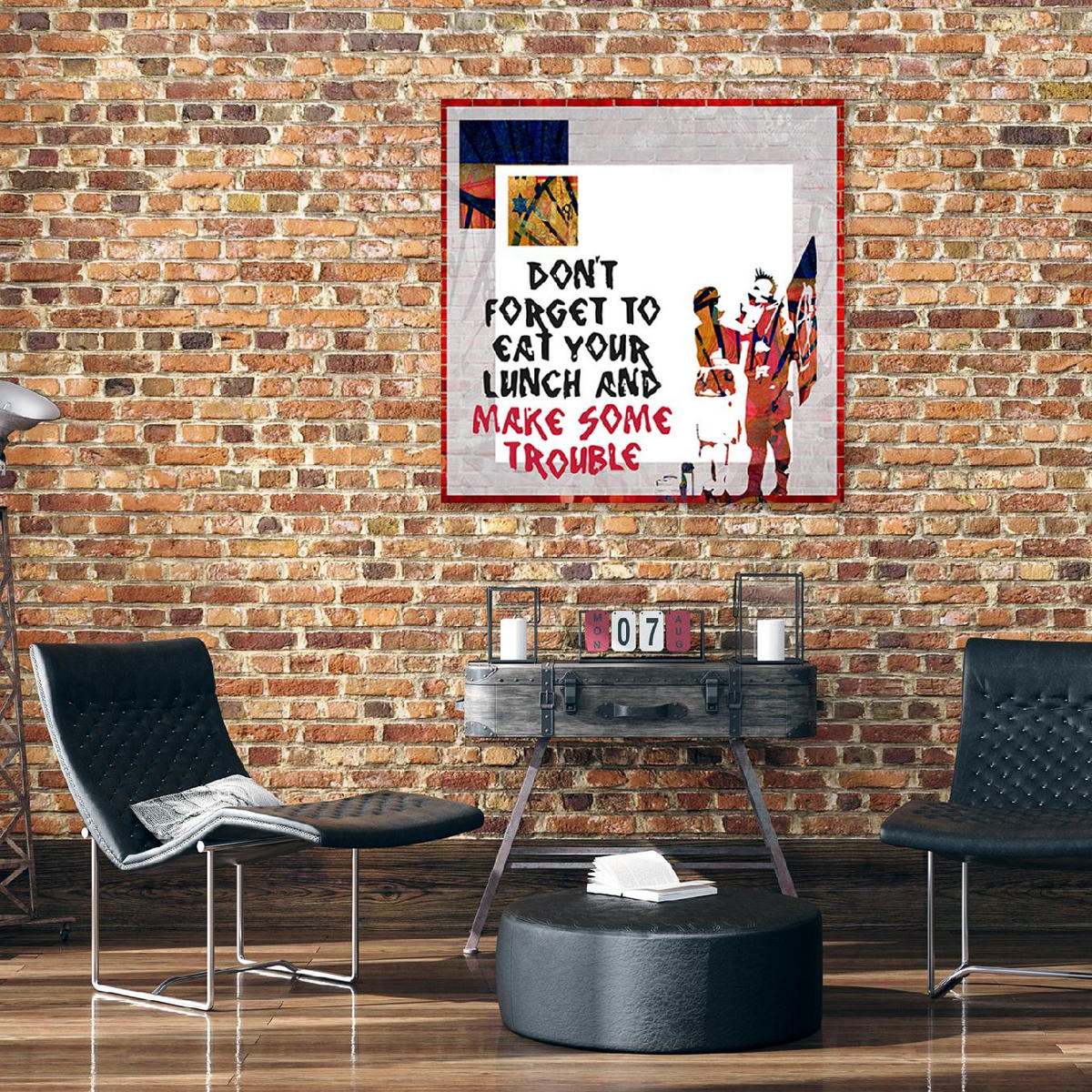 WANDBILD banksy sohn punk und mutter - Orange, Textil (50/50cm) - Feeby