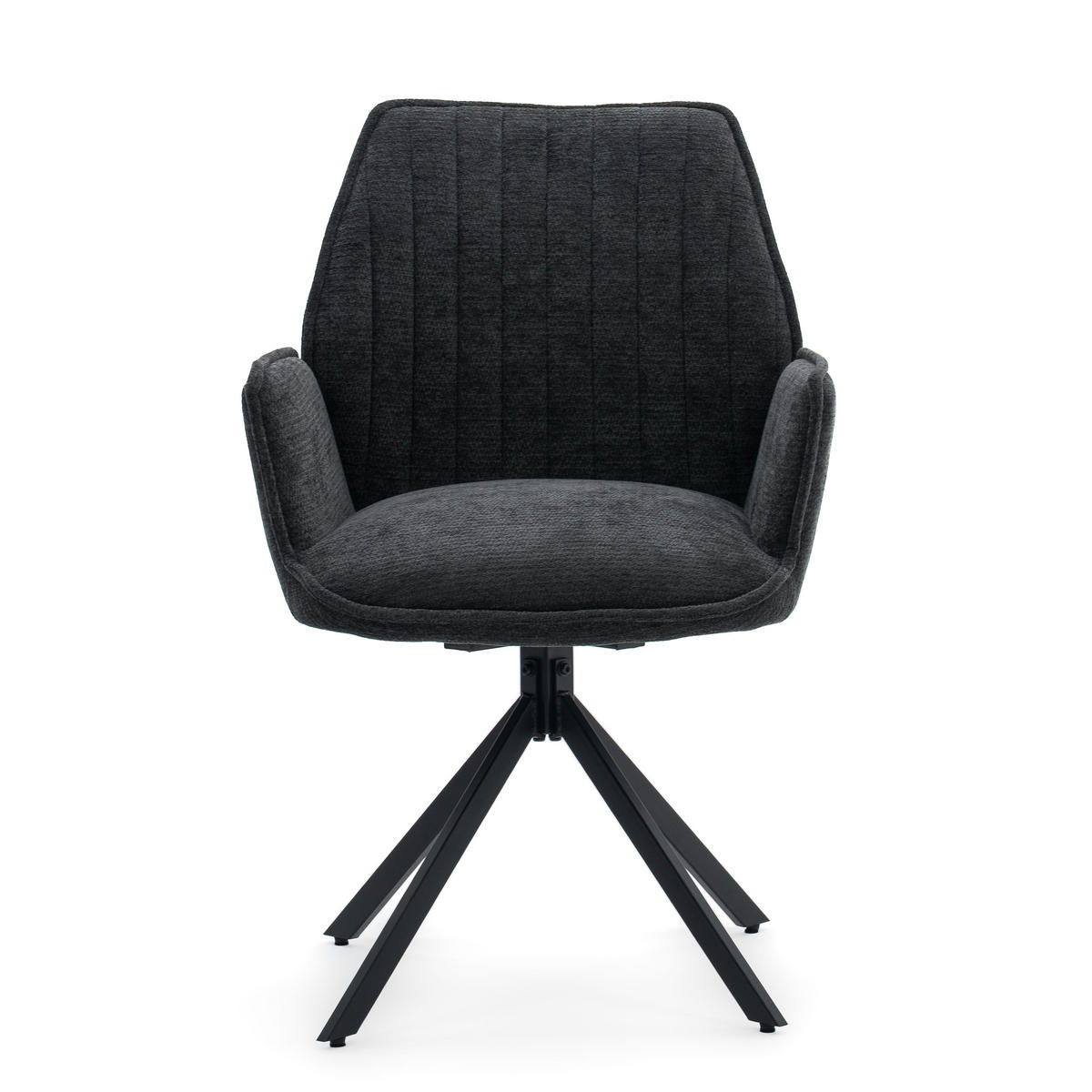 STUHL MERANO drehbar gepolsterter mit Steppung - graphit - Chenille - Dunkelgrau/Schwarz, Textil/Metall (58/90/61cm) - NEW HOME