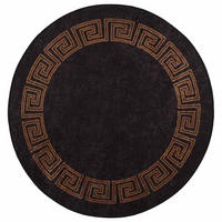 TEPPICH Waschbar Schwarz und Golden φ120 cm Rutschfest - Schwarz, Textil (120/120cm) - furnicato