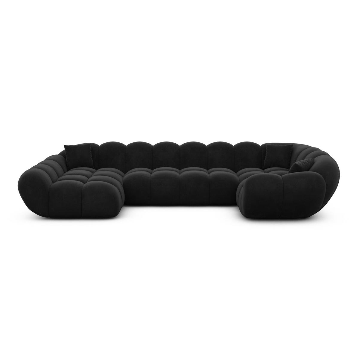 WOHNLANDSCHAFT Liva Schwarz Samtstoff U-Form XL Links - Schwarz, Textil (323/70/193cm) - VAROYAL