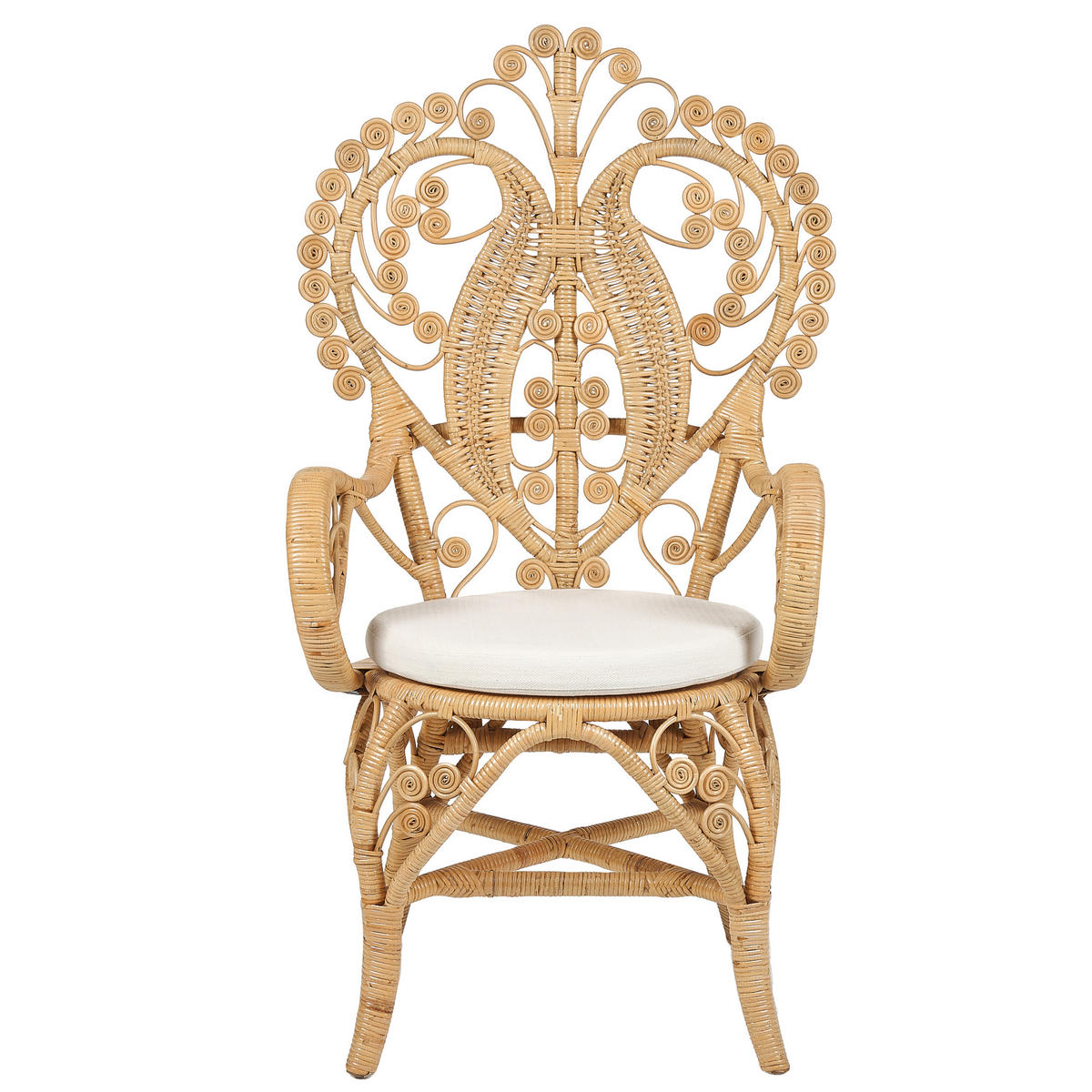 PFAUENSTUHL Rattan natürlich/beige Carrara - Beige/Naturfarben, Naturmaterialien (65/114/65cm) - Beliani