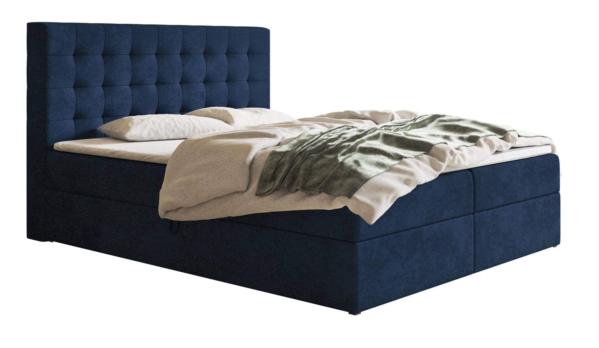 BOXSPRINGBETT 140x200 Jora mit Matratze H3, Bettkasten, Blau - Blau, Holz/Textil (140/200cm) - Emporius