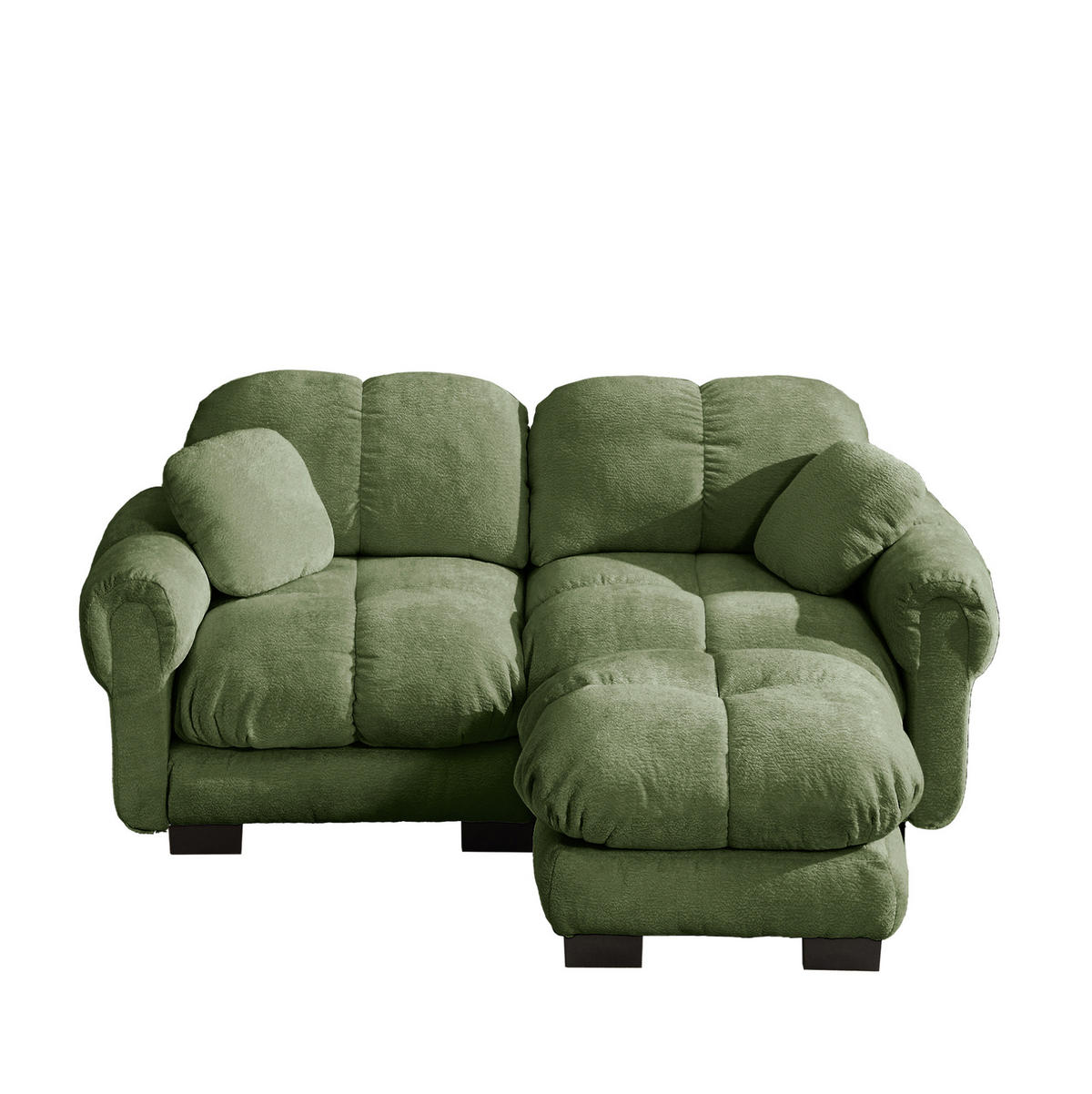 ECKSOFA 2-Sitzer mit Ottomane Chenille Grün - Grün, Holz (149/190cm) - Meubliv