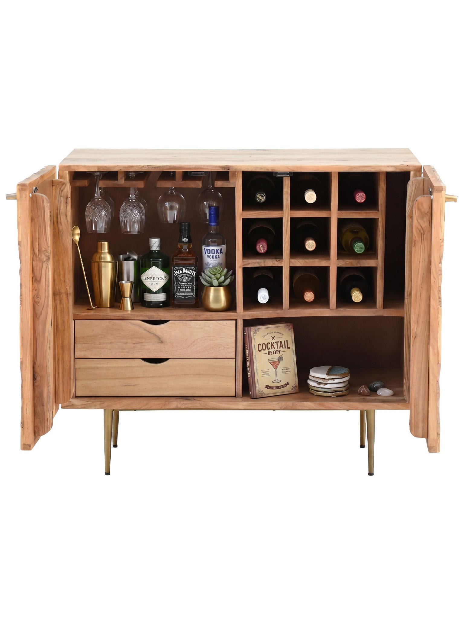 Kadima Design Hausbar Akazie 90x78x45 cm