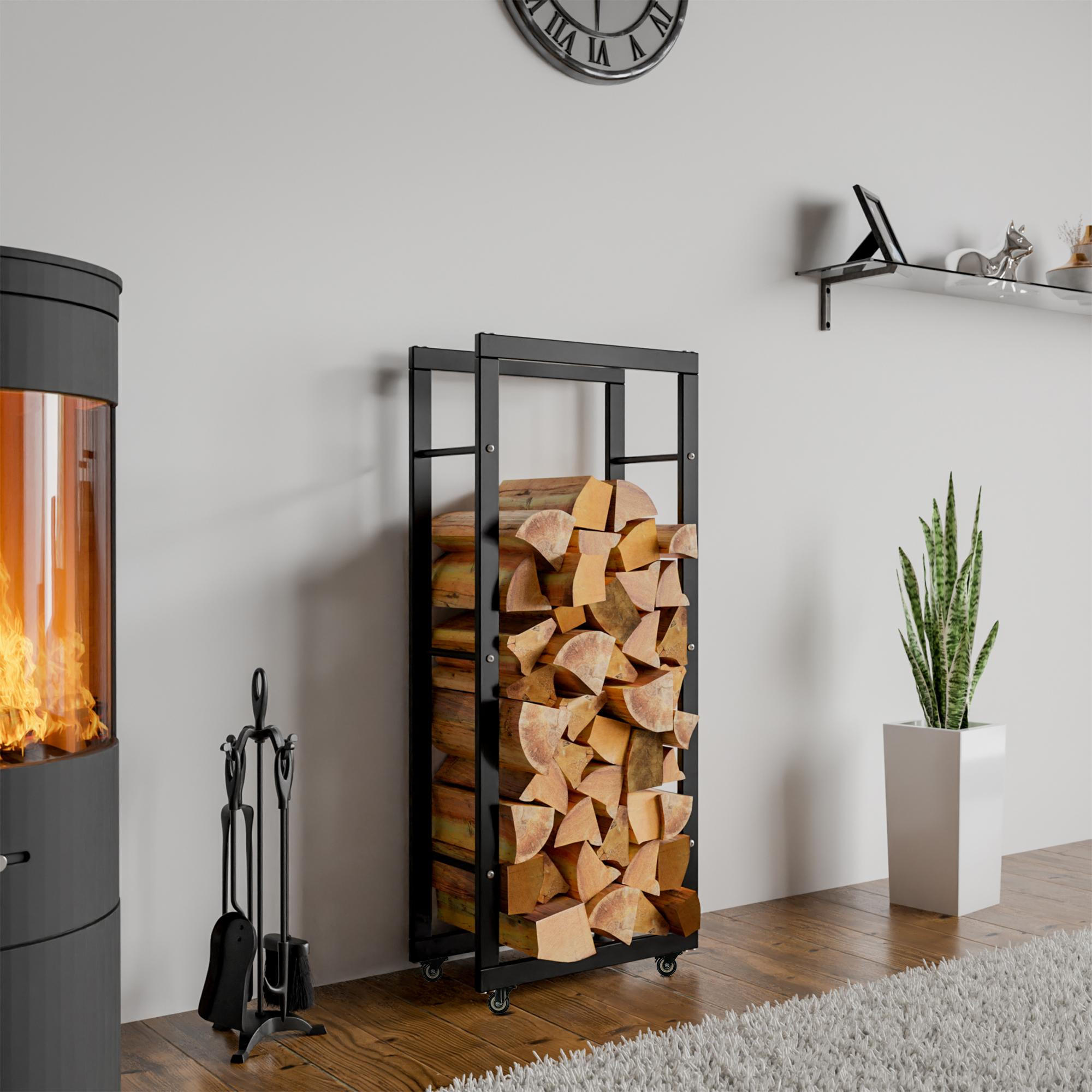 KAMINHOLZREGAL 40/25/125 cm Metall schwarz - Schwarz, Metall (40/125/25cm) - CLP