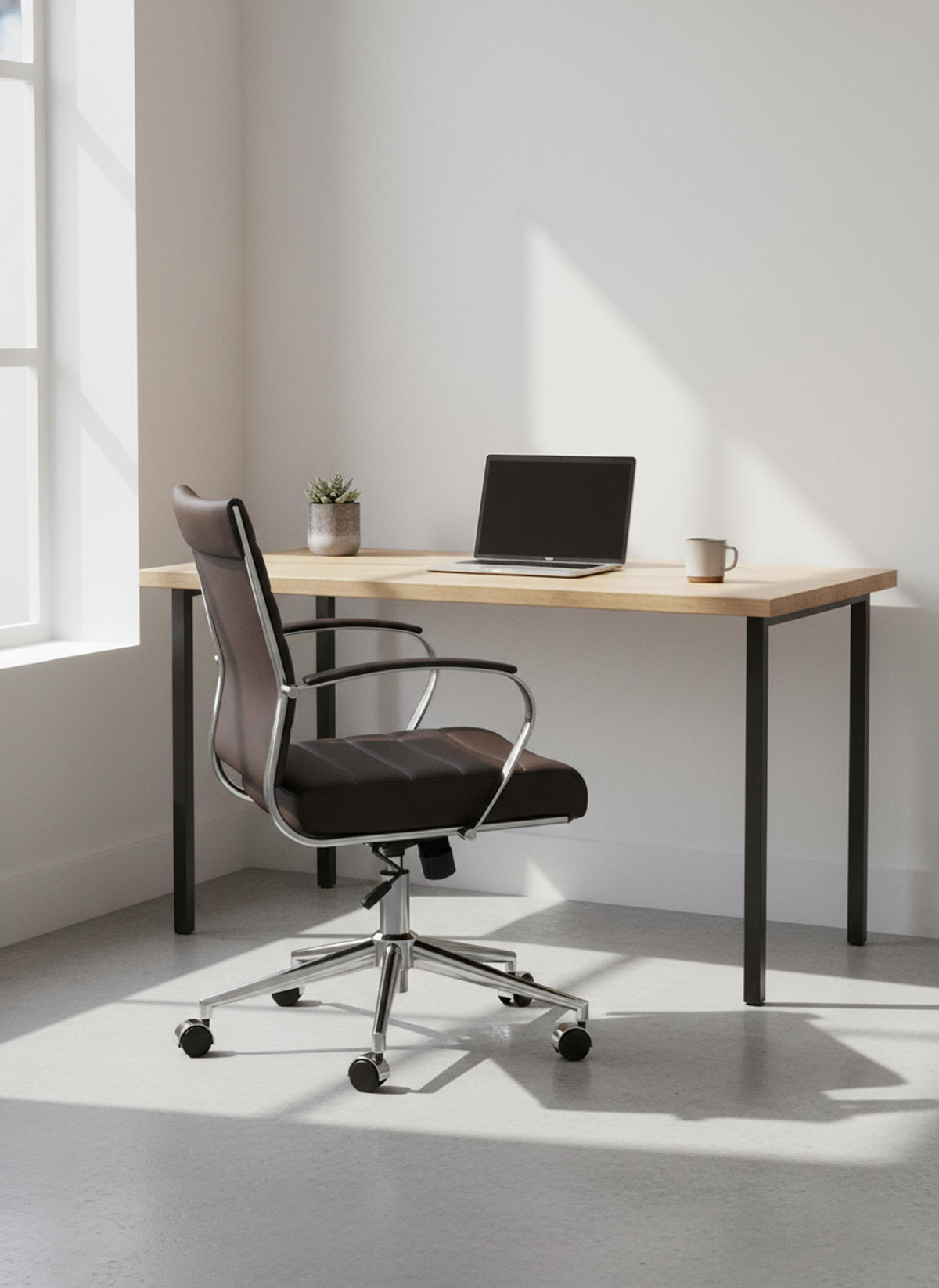 BÜROSTUHL Rynex Echtleder braun - Chromfarben/Braun, Leder/Metall (57/100/62cm) - TPFLiving