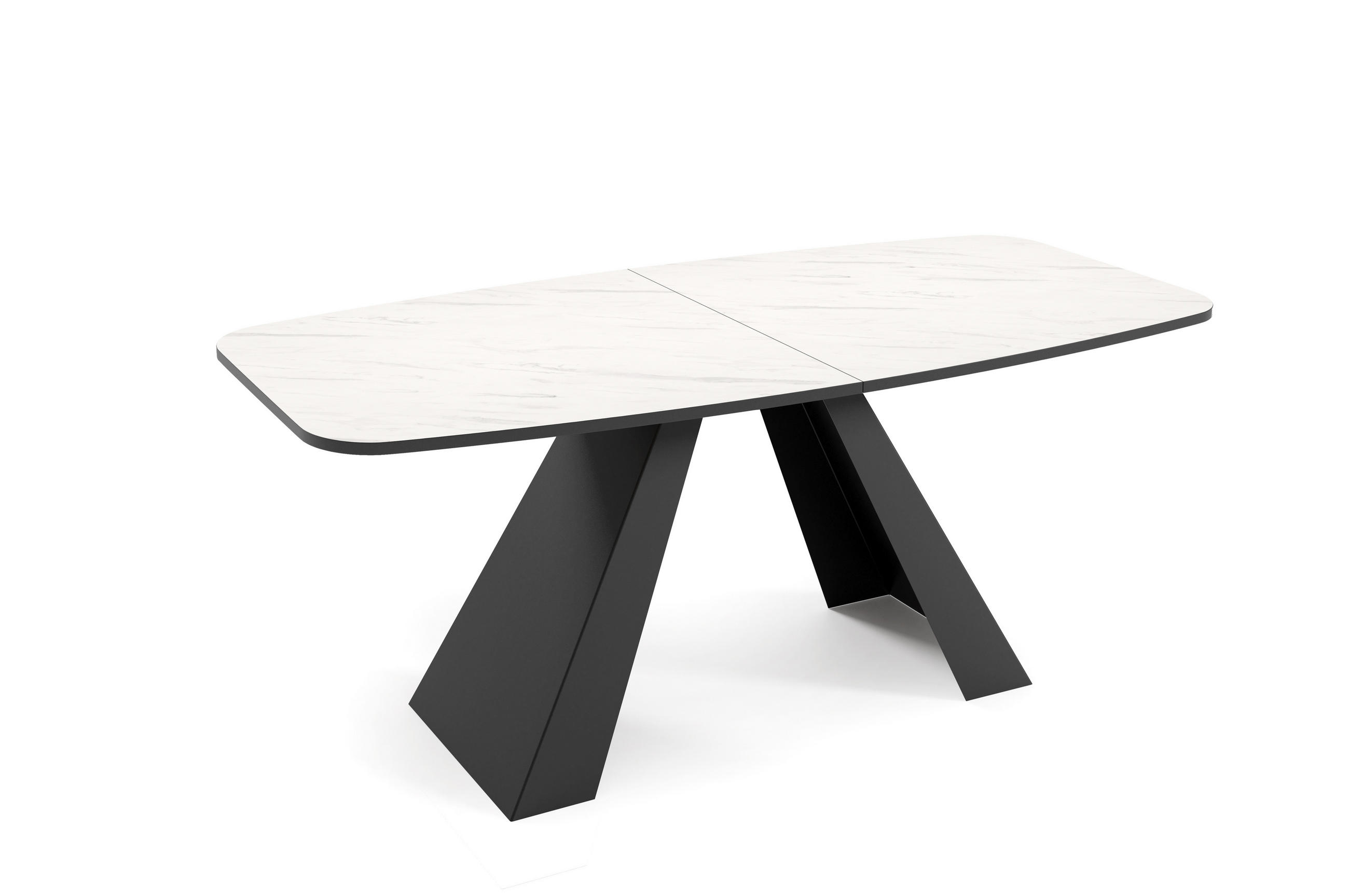 ESSTISCH Myron - Weiß Hochglanz/Schwarz, Holzwerkstoff/Metall (80/160/76cm) - Meblini
