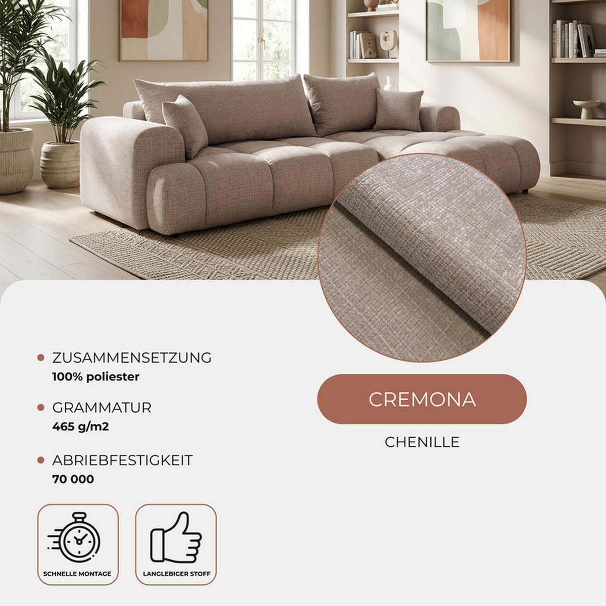 ECKSOFA MILANO mit Schlaffunktion und Bettkasten Grau-Braun - Graubraun, Holzwerkstoff/Kunststoff (250/160cm) - Idohome