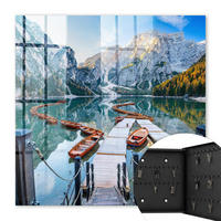 SCHLÜSSELBOX Schwarz 30x30 cm- Türöffnung nach rechts - Berglandschaft - Blau, Metall (30/30/5cm) - TULUP