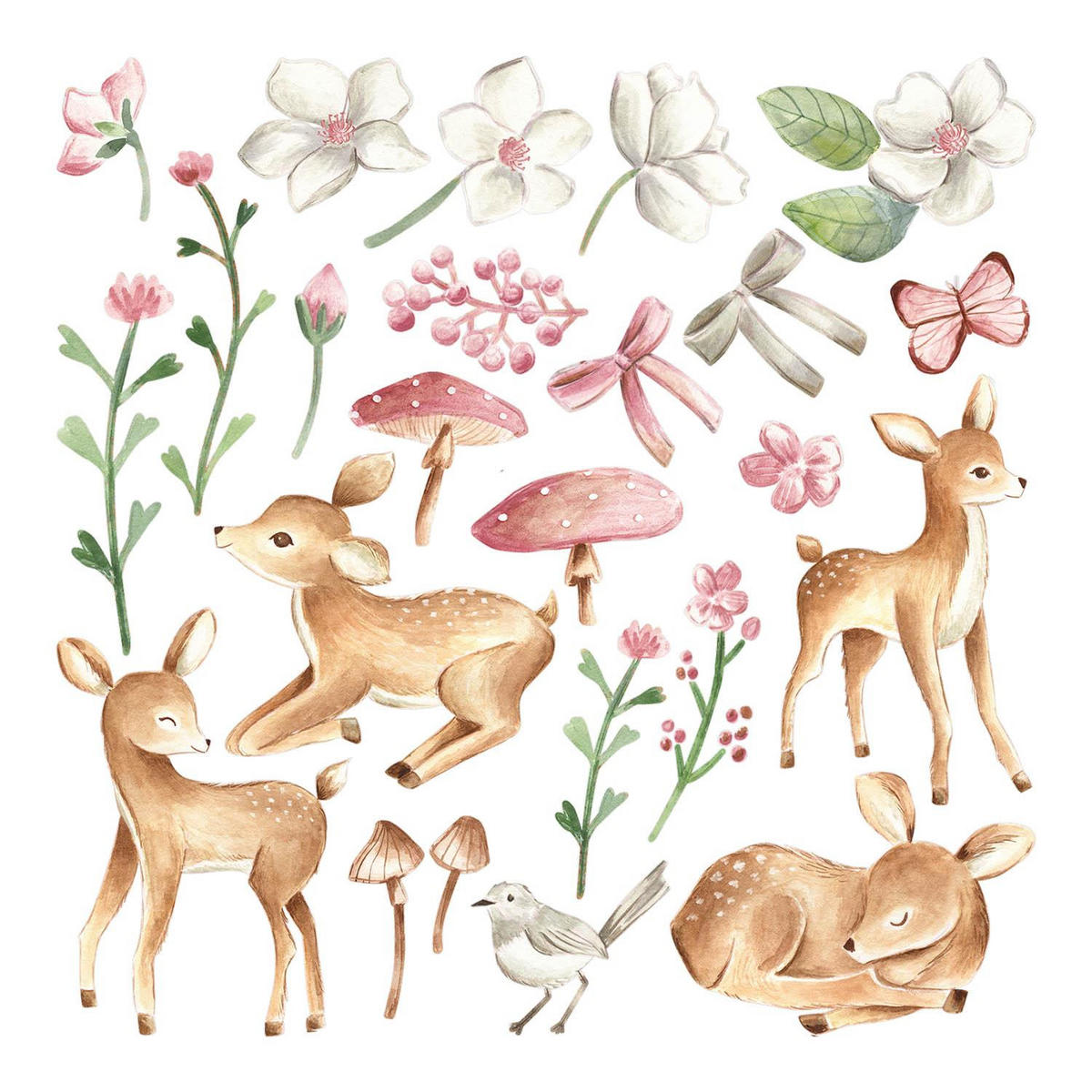 WANDAUFKLEBER 100x148cm - Waldtiere - Multicolor, Kunststoff (100/148/0.1cm) - Wallfluent