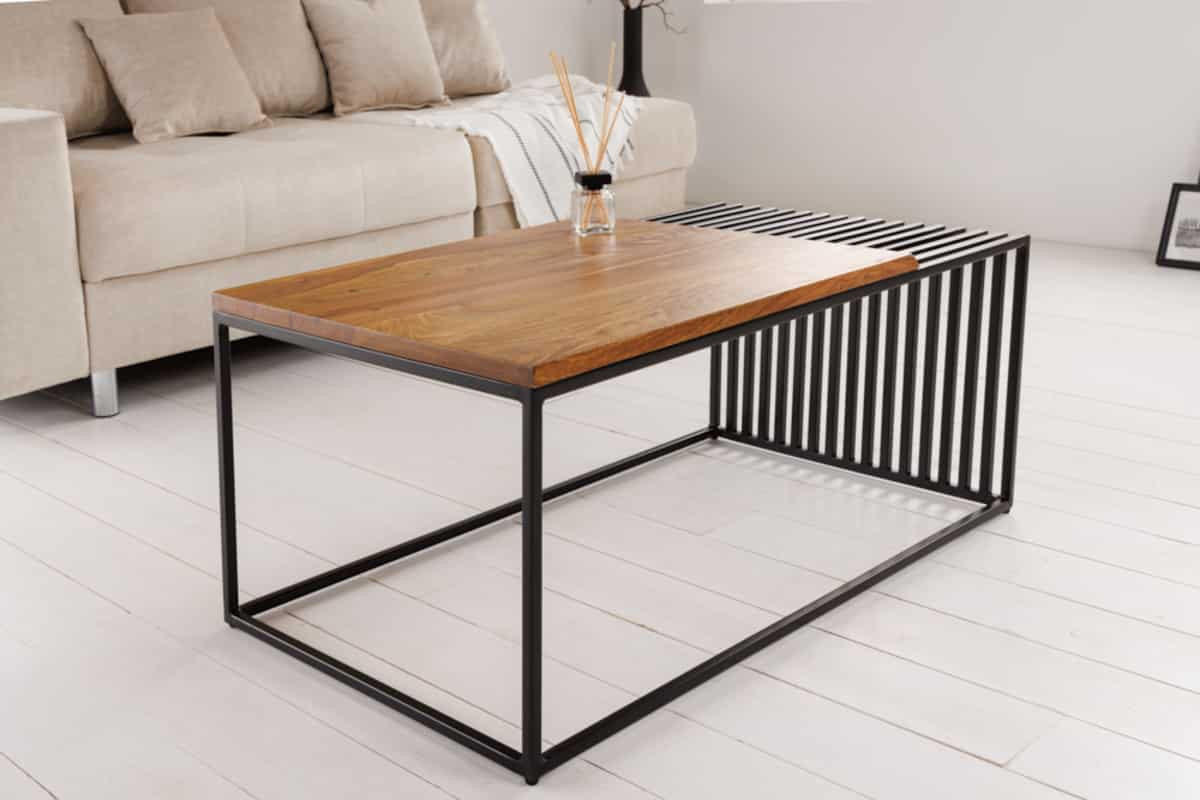 COUCHTISCH ARCHITECTURE Sheesham rechteckig Natur|Schwarz 100cm - Schwarz/Braun, Holz/Metall (55/100/40cm) - riess-ambiente