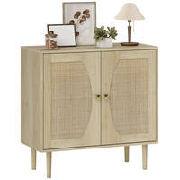 SIDEBOARD DE-11247 2 Türen mit Rattan-Front Naturholz - Naturfarben, Holzwerkstoff (80/79/38cm) - ComfortXL