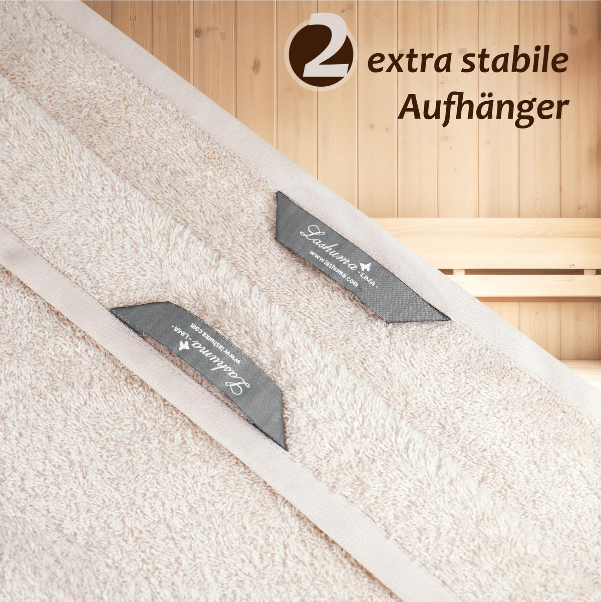 SAUNAHANDTUCH Lima Natur 100x200 cm - Naturfarben, Naturmaterialien (100/200cm) - Lashuma
