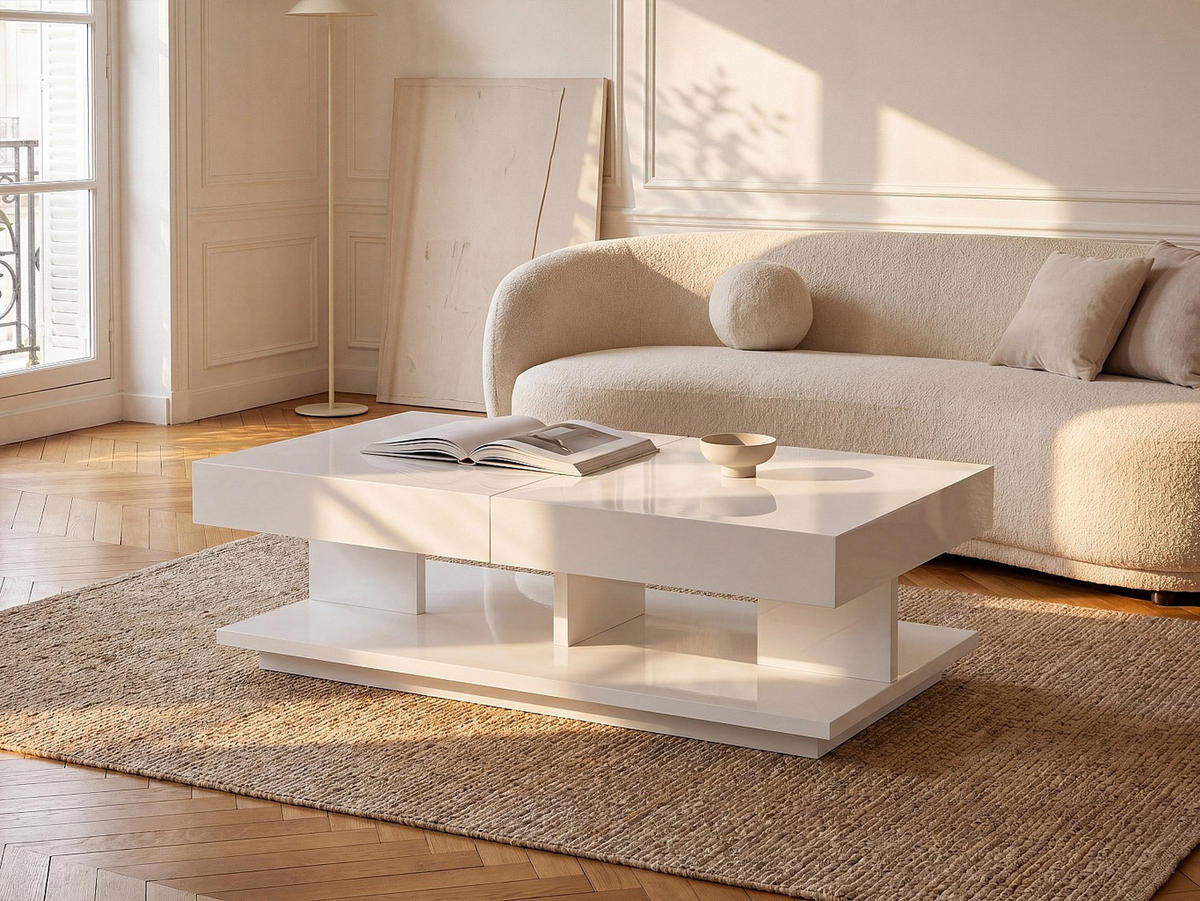 COUCHTISCH - 120 cm x 60 cm - Holz, Platte - Weiß ARAMIS - Weiß, Holz (60/120/35cm) - Vente-Unique