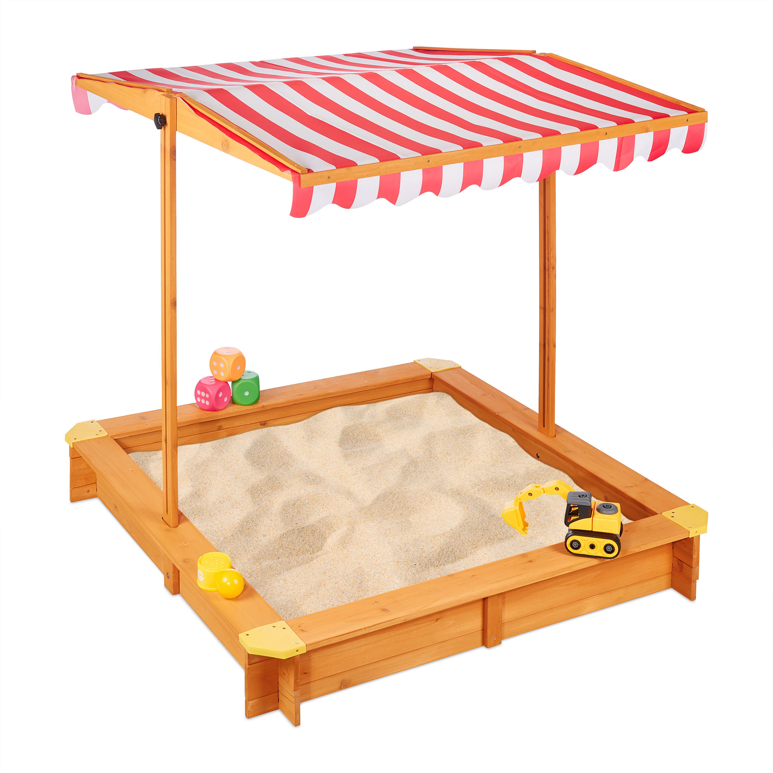 SANDKASTEN - Hellbraun, Holz/Textil (117/117/117cm) - Relaxdays