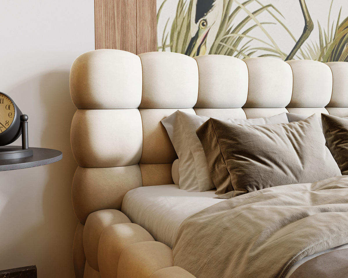 POLSTERBETT 140x200 cm Parlas Bis, Bettkasten, Lattenrost, Vanille - Beige, Holz/Textil (140/200cm) - Emporius