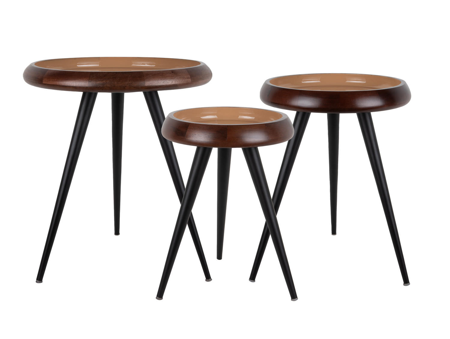 BEISTELLTISCH 3er-Set Tripod 52/52/59 cm - Braun, Holz (52/52/59cm) - Leitmotiv