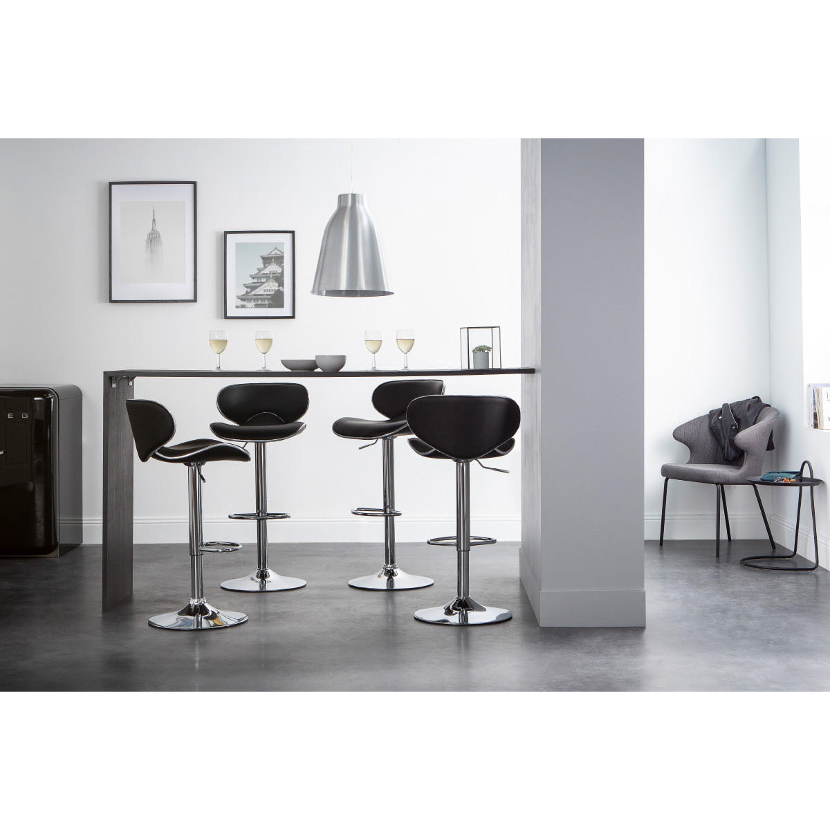 BARHOCKER Schwarz (2er-Set) PEGASE - Schwarz, Textil (82.5/104/46cm) - Miliboo