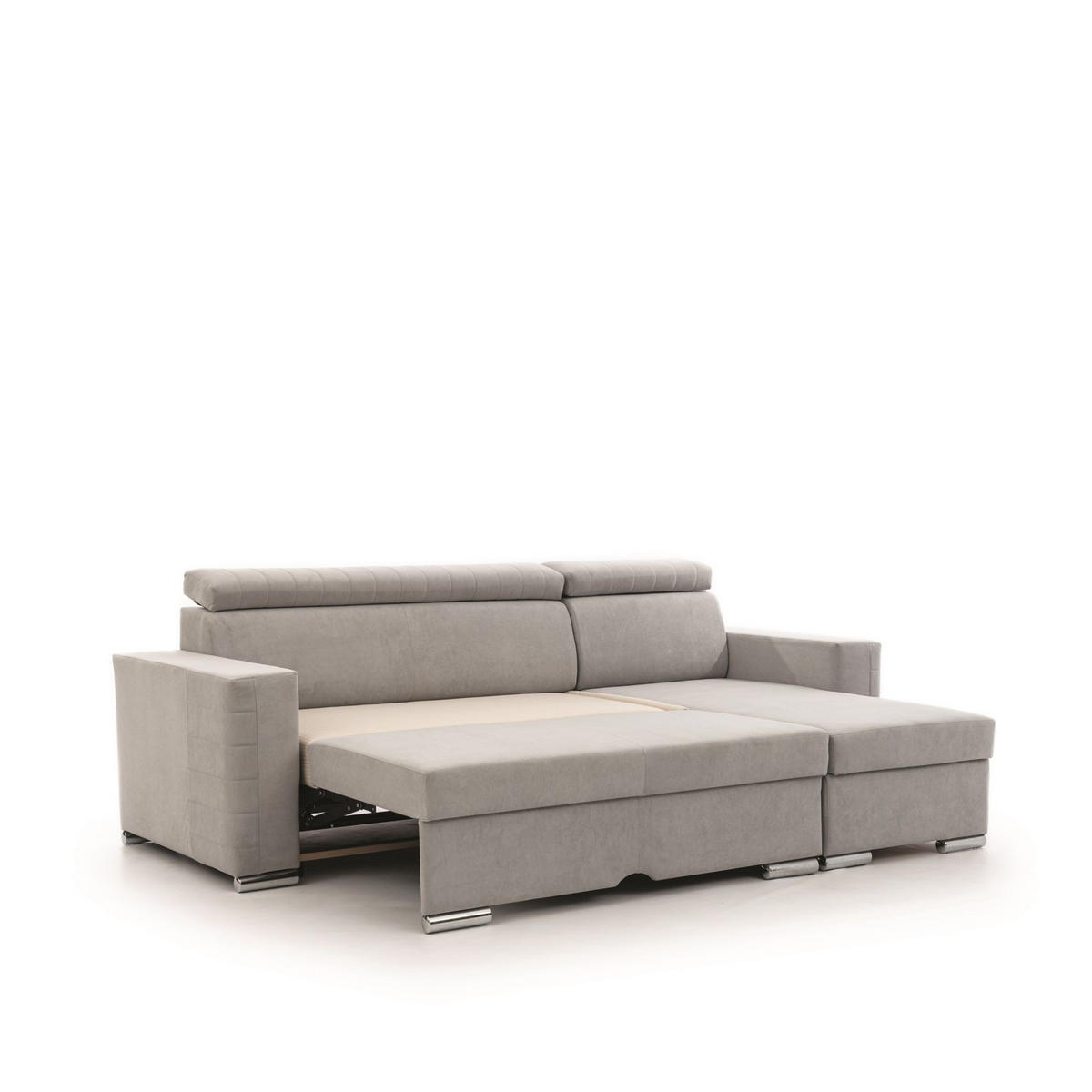 ECKSOFA Canton In Camelia - Hellgrau, Holzwerkstoff/Textil (260/173cm) - Fun Möbel