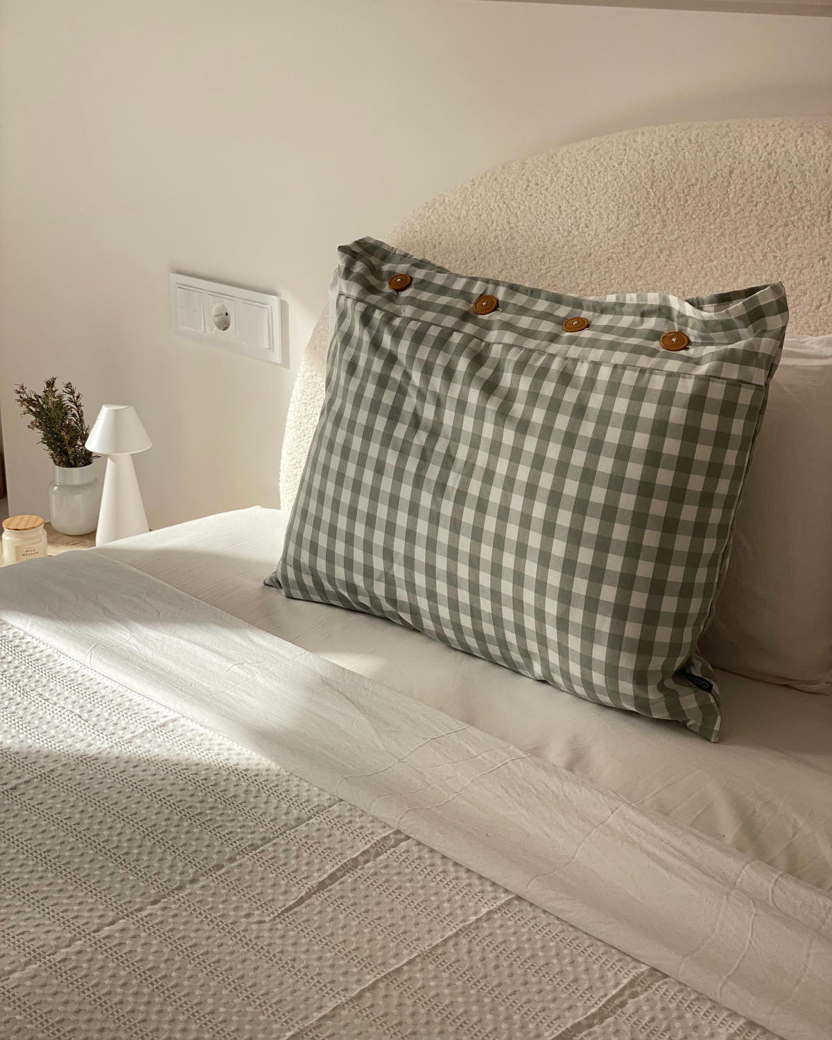 DEKOKISSEN Mintgrün 40/60 cm Talya - Weiß/Braun, Textil (60/40cm) - Beliani