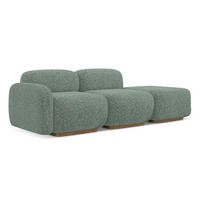 3-SITZER SOFA Rechts Strukturstoff Stoff Grün - Braun/Hellgrün, Holz/Textil (258/73/95cm) - Makamii