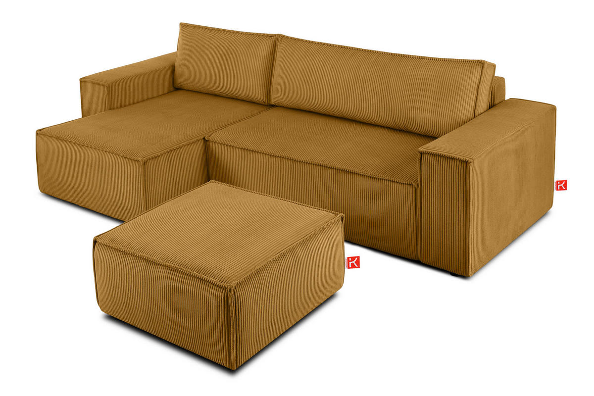 SITZPOUF NAPI gefederte Sitzfläche, gelb - Gelb/Schwarz, Textil (83/45/83cm) - KONSIMO®