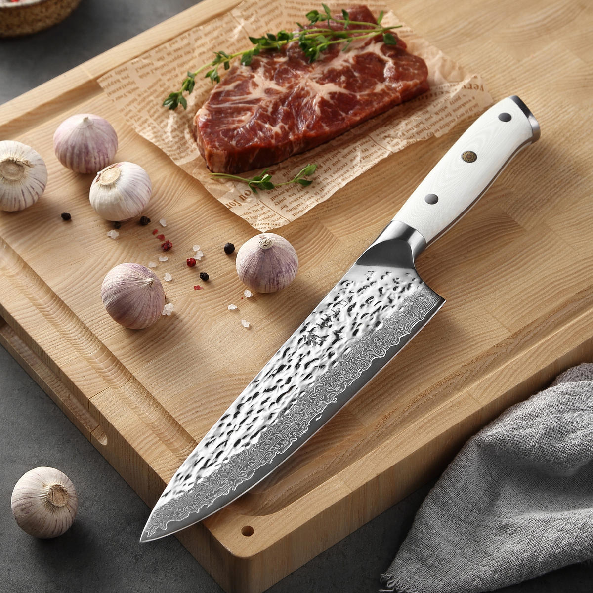 MESSERSET 5-tlg. 9-20 cm - Weiß, Holz/Metall - Wakoli