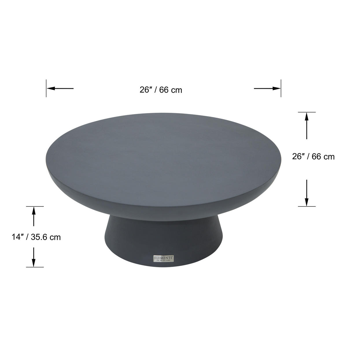 COUCHTISCH KYLIX Klein Betonoptik 66 x 66 x 35 cm - Schwarz, Naturmaterialien (66/66/35cm) - Elementi