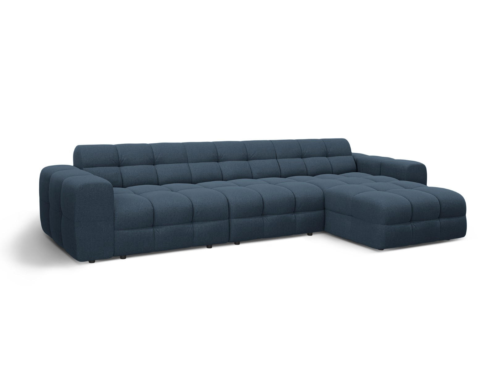 ECKSOFA rechts Kendal aus strukturiertem Stoff marineblau 5 Sitzplätze - Blau, Textil (173/357cm) - Micadoni