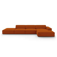 ECKSOFA rechts Jodie aus strukturiertem Stoff terrakotta 5 Sitzplätze - Terracotta, Textil (166/341cm) - Micadoni