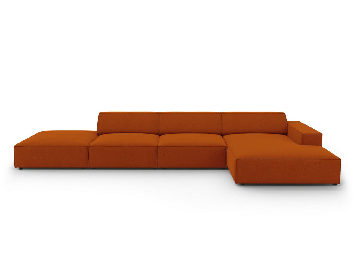 ECKSOFA rechts Jodie aus strukturiertem Stoff terrakotta 5 Sitzplätze - Terracotta, Textil (166/341cm) - Micadoni