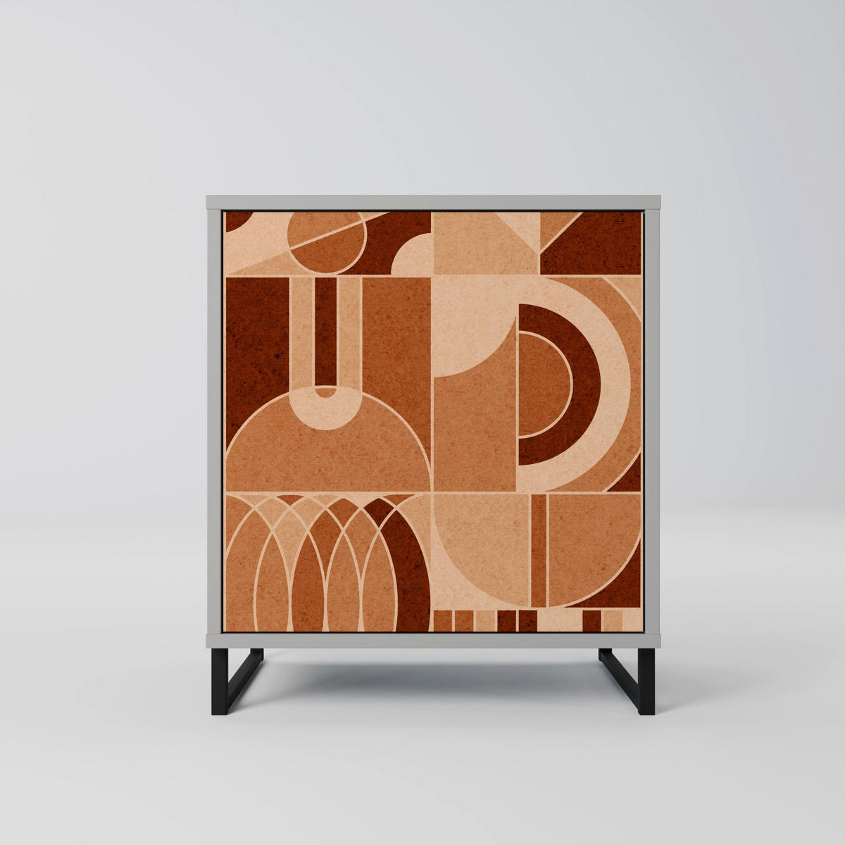 SIDEBOARD PRISM MOSAIC, Grau, 57,5x42x77,5 cm, Schräge Buchenholzfüße - Buchefarben/Multicolor, Holzwerkstoff/Buchenholz (57.5/77.5/42cm) - SpaceRebels
