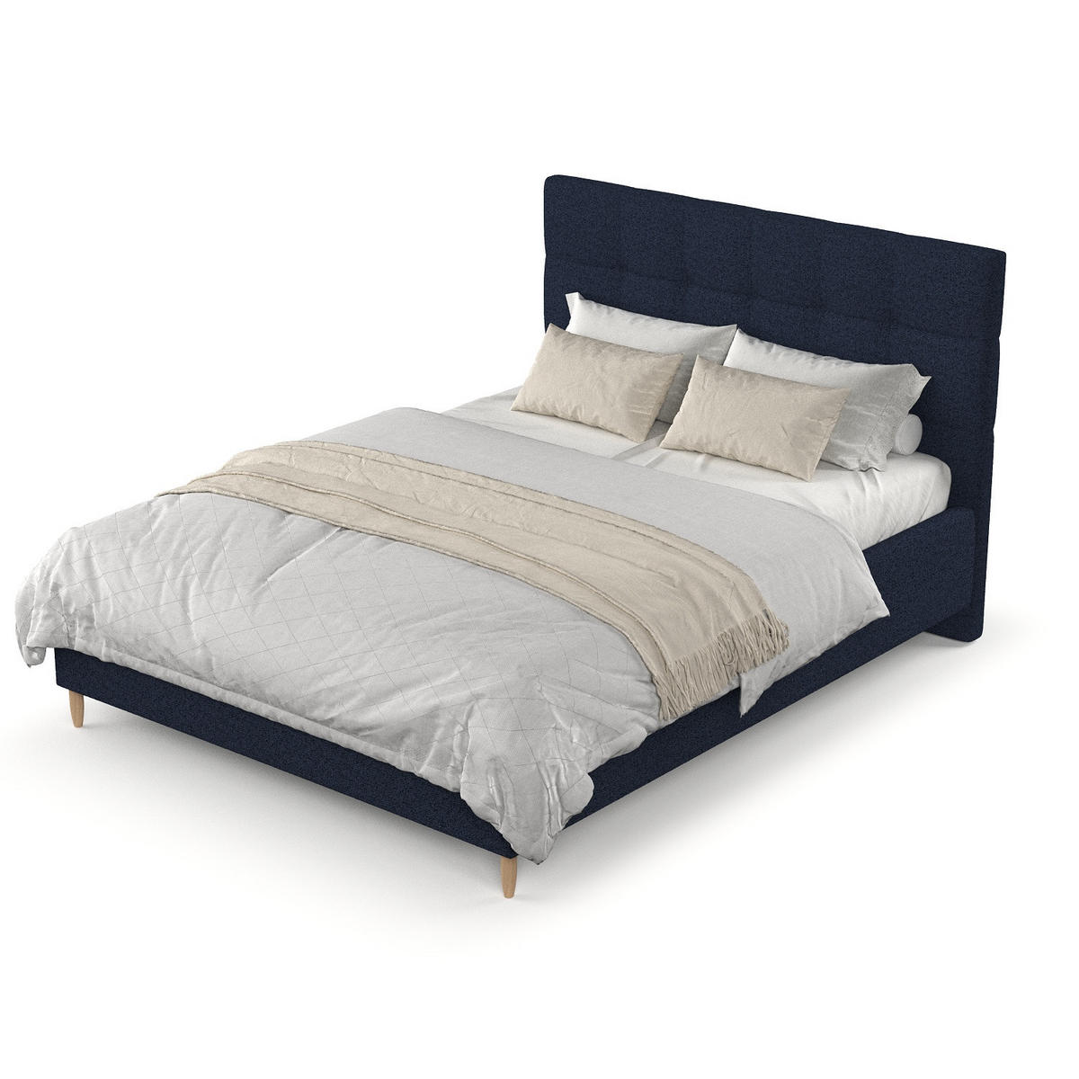 POLSTERBETT Cora 160/200 cm Marineblau im Riva Stoff - Naturfarben/Dunkelblau, Holz/Holzwerkstoff (160/200cm) - AltaBeds