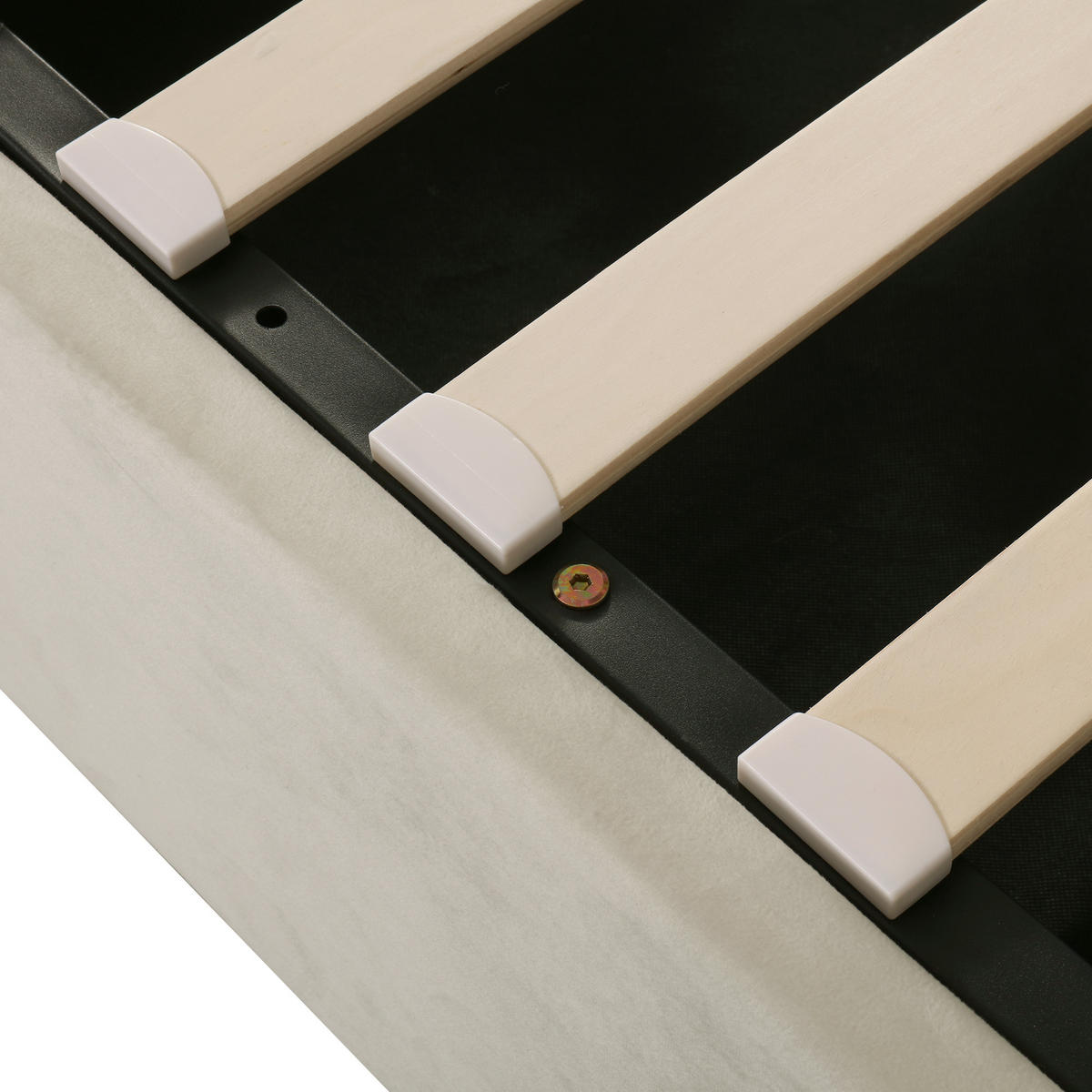 POLSTERBETT 140x200 Ohrenform Samt Hydraulisch Stauraum Beige - Beige, Textil - FLIEKS