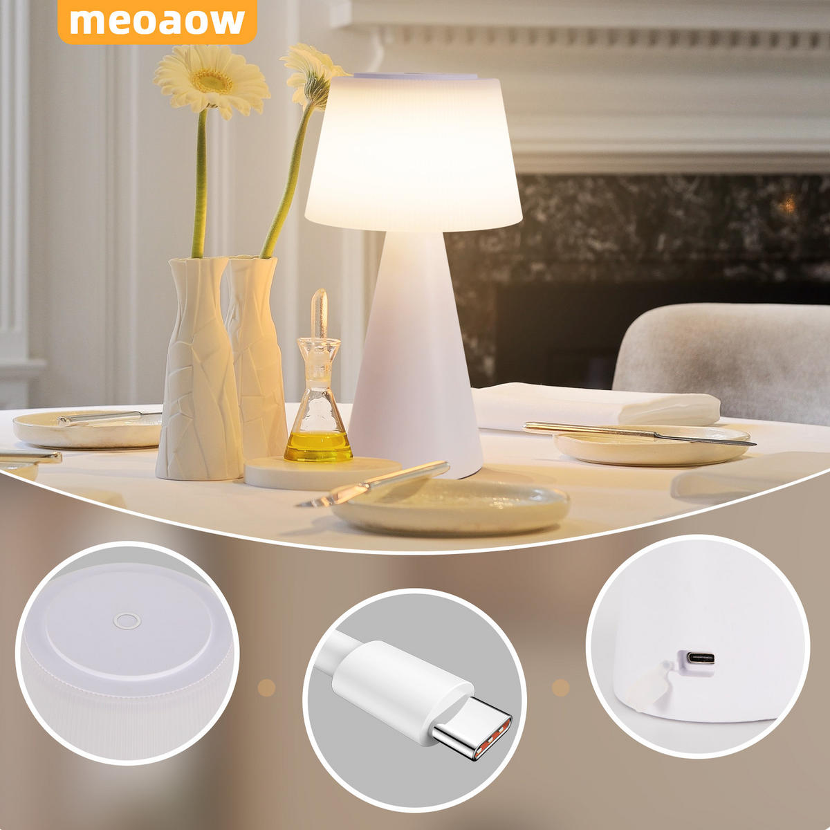 LED TISCHLEUCHTE Nava - Weiß, Kunststoff (13/13/26cm) - Nettlife
